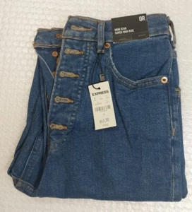 Mom Jeans Super High Rise Women's Express Size 0R Blue. - Picture 1 of 4