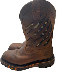Cody James DECIMATOR Brown Leather COMP Toe Punct Res. Work Boots Men’s 11D Flag - Picture 1 of 12