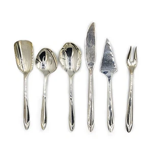 6 piece Meriden Silverplate Hostess Serving Set First Lady Pattern Vintage MCM - Picture 1 of 3