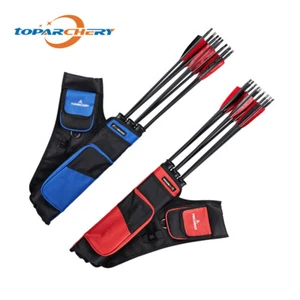 Archery 3-Tube Arrow Quiver Holder Back Waist Adjustable Strap Bag Pouch Hunting - Picture 1 of 16
