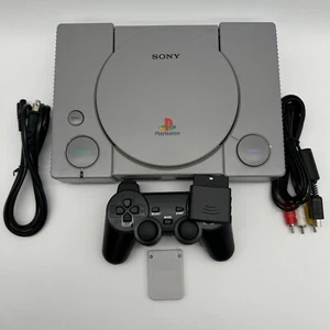 Sony PlayStation 1 PS1 Console Bundle - Wireless Controller + Cables + Tested VG - Picture 1 of 6