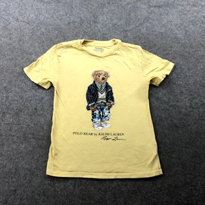 Polo Ralph Lauren Shirt Boys Small Yellow Short Sleeve Polo Bear Youth - Picture 1 of 6