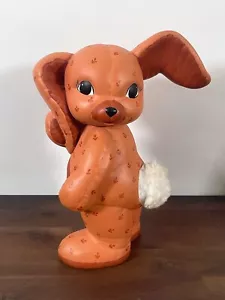 Vintage Kimple Mold Quilted Ceramic Bunny Rabbit Figurine Hand Painted Orange - Picture 1 of 10