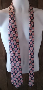 Lands' End handgenähte Seidenkrawatte Segelboote maritim rot kariert - Bild 1 von 6