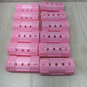 Plastic Clip Snap on Hair Roller Curlers Lot 12 pink