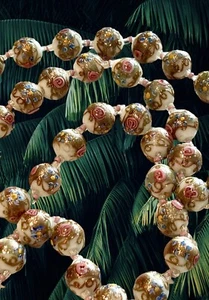 Atq Art Deco Murano Wedding Cake Venetian Glass Bead Necklace  33” Long Rare - Picture 1 of 12