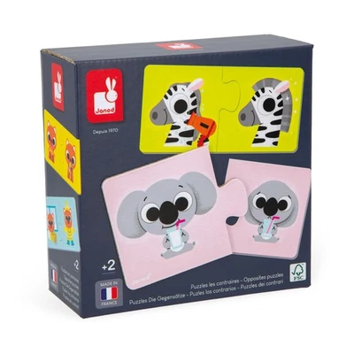 Janod - Puzzle Contrari - 12 Puzzle di 2 Pezzi in Cartone - Gioco Educativo x3zB - Immagine 1 di 4
