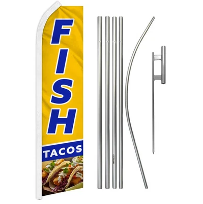 Fish Tacos Swooper Advertising Flag & Pole Kit - Image 1 of 4
