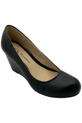 Bomba de cuña para mujer Chinese Laundry Nima de cuero negro Foto 1 de 3