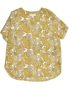 MICHAEL KORS Womens Blouse Top UK 16 Large Yellow Paisley Polyester AT93 - Picture 1 of 3