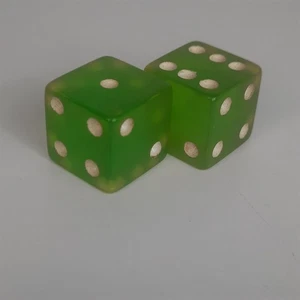 Pair Of Vintage Green Translucent Dice  - Picture 1 of 3