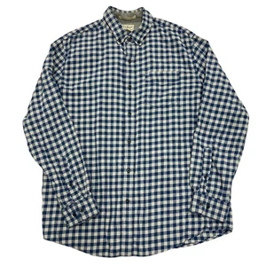 Vintage L.L. Bean Flannel Shirt Check Blue Mens L Slightly Fitted Long Sleeve - Picture 1 of 9