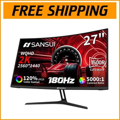 Immerse in 27-Inch Curved 180Hz Gaming Monitor - 2560x1440 Resolution - Image 1 of 4