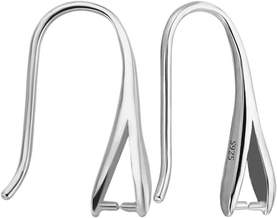 1 caja 2 pares de ganchos para pendientes alambres enchapados en rodio plata de ley 925 18,5 mm  Foto 1 de 4