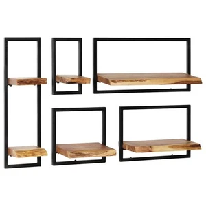 Estantes de Pared Repisas Estanterías Madera Maciza Acacia y Acero vidaXL - Imagen 1 de 12