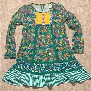 Girls 10 Matilda Jane Dress green pink orange flowers stripes polka dots - Picture 1 of 6