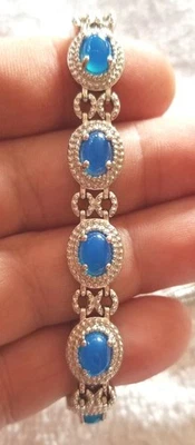 Регулируемый синий оникс Bolo теннисный браслет из нержавеющей стали - Изображение 1 из 4