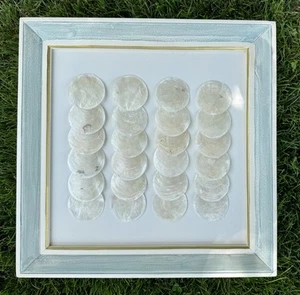 Framed Real Capiz Shell 3D Wall Art 18x18 Coastal Décor Beach Shadowbox - Picture 1 of 6