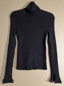 Suéter negro de manga larga acanalado cuello alto MAEVE Anthropologie XS para mujer - Imagen 1 de 6