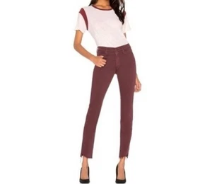 MOTHER The Rascal Ankle Step Fray Jeans Birds of a Feather 25 Burgundy Raw Hem - Bild 1 von 10
