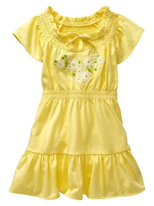 NUEVO CON ETIQUETAS GAP Bordado Margarita Vestido Bordado Volantes Mangas Aleteador Limón 18-24 meses 3T - Imagen 1 de 1