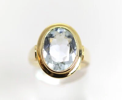 Edel Aquamarin Gelbgold Damenring 14kt – 585 Ovalschliff schönes blau, Gr. 60 - Bild 1 von 4