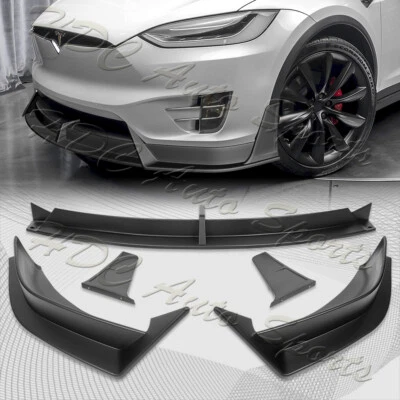 Черный матовый спойлер спойлер кромки переднего бампера для Tesla Model X 2016-2021 годов выпуска - Изображение 1 из 4