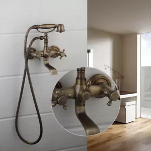 NUEVO Grifo Antiguo Latón Montado en Pared Baño Bañera Waschtis Charmatur - Imagen 1 de 12