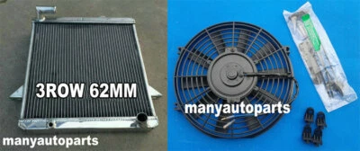 3 ROW Aluminum Radiator + Fan For Triumph TR6 1975-1976 75 76 Manual MT Foto 1 de 4