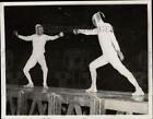 1934 Press Photo Oscar Swan & Edward Langenau compete in Fencing Tournament NYC