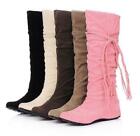 Womens Slouch boots Suede Hidden Wedge Pull On Mid Calf Boots Shoes