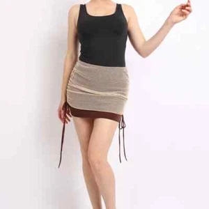 Women's Ruched mesh contrast Two Side Lace mini skirt-Wild Fable Lime Pink Tie - Picture 1 of 35