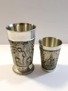 2 VINTAGE PEWTER CUPS - Picture 1 of 14