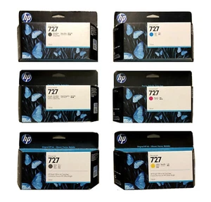6x Original Encre HP Designjet T920 T930 T1500 T1530 / No. 727 B3P19A-B3P24A Ovp - Photo 1/1