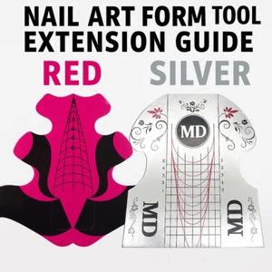 Nail Form Stickers – Acrylic UV Gel Extension Guide | Red/Silver | Pick Qty | UK - Picture 1 of 16