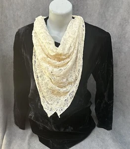 Vintage Lace Jabot Collar Coquette Cottage Fabric Necklace - Picture 1 of 5
