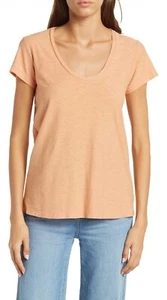 Standard James Perse Damen T-Shirt tiefer U-Ausschnitt Villa Größe 2 (M) Pfirsich Tee NEU  - Bild 1 von 11