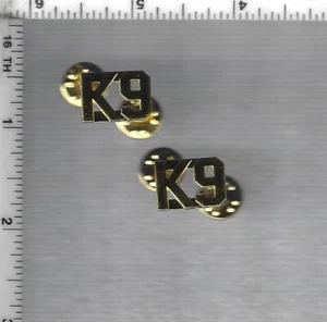 K-9 Unit Collar Brass Set (gold plated - set of 2 - Military Clutch Backings) - Picture 1 of 1