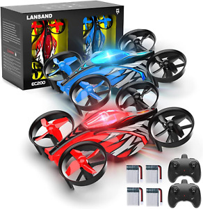 LANSAND 2Pack Mini Drones for Kids,Beginners,Adults, Small RC Blue&Red 2 Pack 