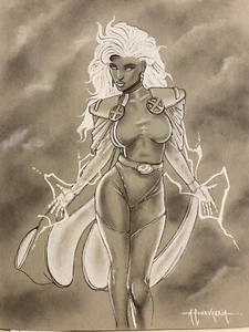 STORM X-Men by Arsenio Echevarria Art Drawing 9x12 Gray Stock Paper - Picture 1 of 4