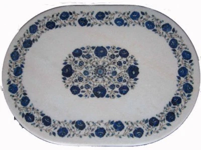 36" x 24" Marble lapis multi stones floral inlay Table Top handmade inlay work - Image 1 of 3