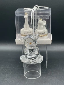 Mud Pie Giraffe & Elephant For 1st Tooth & Curl + Waterford Crystal Bear w/ Bloc - Picture 1 of 13