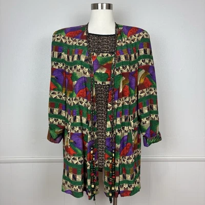 Dorothy Schoelen Platinum Vintage Jacket & Blouse Size P(Small) Abstract Print - Image 1 of 4
