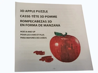 Vintage 3D Apple Puzzle Red Crystal with Multilingual Instruction Kit Ages 8+ - Image 1 of 4