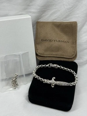 Auténtico Brazalete David Yurman Waves Daga Plata de Ley Pavé Diamante Blanco Foto 1 de 4