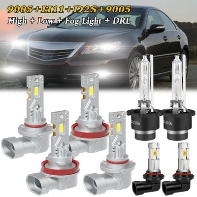 Fit Acura RL 2005-2012 -8PCS Front LED HID Headlights Daytime Fog Light Bulbs - Image 1 of 4