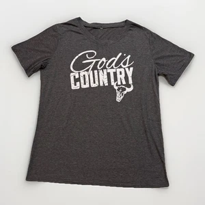 Camiseta sin marca Audlt talla M gris GOD'S COUNTRY manga corta cuello redondo - Imagen 1 de 6