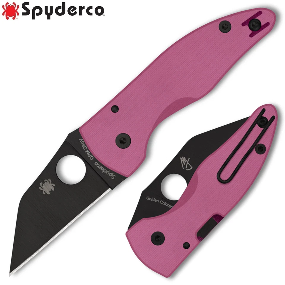 Spyderco Microjimbo SPRINT RUN - Pink G10 Handle / Black DLC Finish / Wharncliff