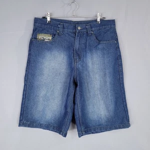 OT Revolution Men's Denim Shorts Bermuda Mid Rise Camo Pockets Blue Size 34 - Picture 1 of 11