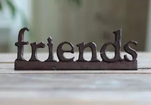 Friends Sign Resin Shelf Sitter Burgundy Primitive Decor Hearthside Collection - Picture 1 of 3